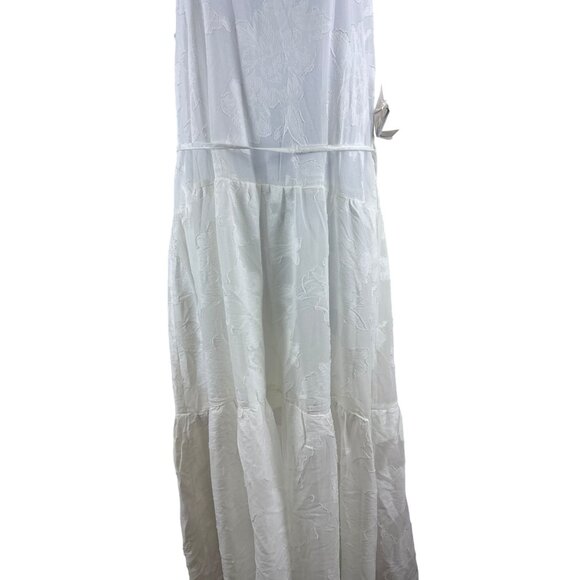 Melloday Jacquard Women's Midi Sundress Ivory Sleeveless Mock Neck Small NEW - Picture 4 of 16